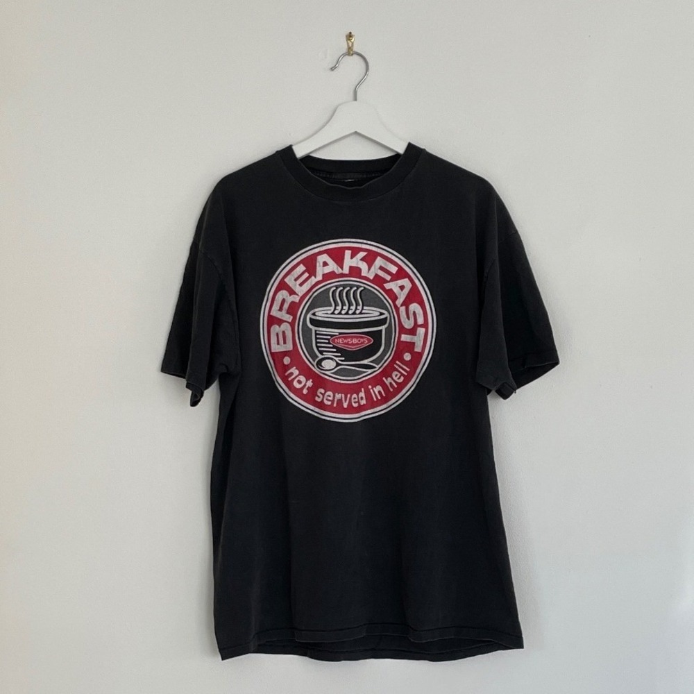 Newsboys Vintage Band Shirt Breakfast Not Served In Hell Faded Black Mens Large